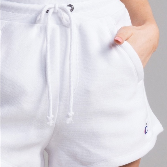 champion reverse weave shorts white